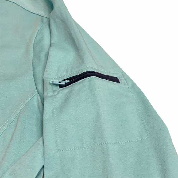 Horny Toad 1/4 Zip Long Sleeve T9 Tipped Zip Large Toad and Co Turquoise Blue - Picture 5 of 9